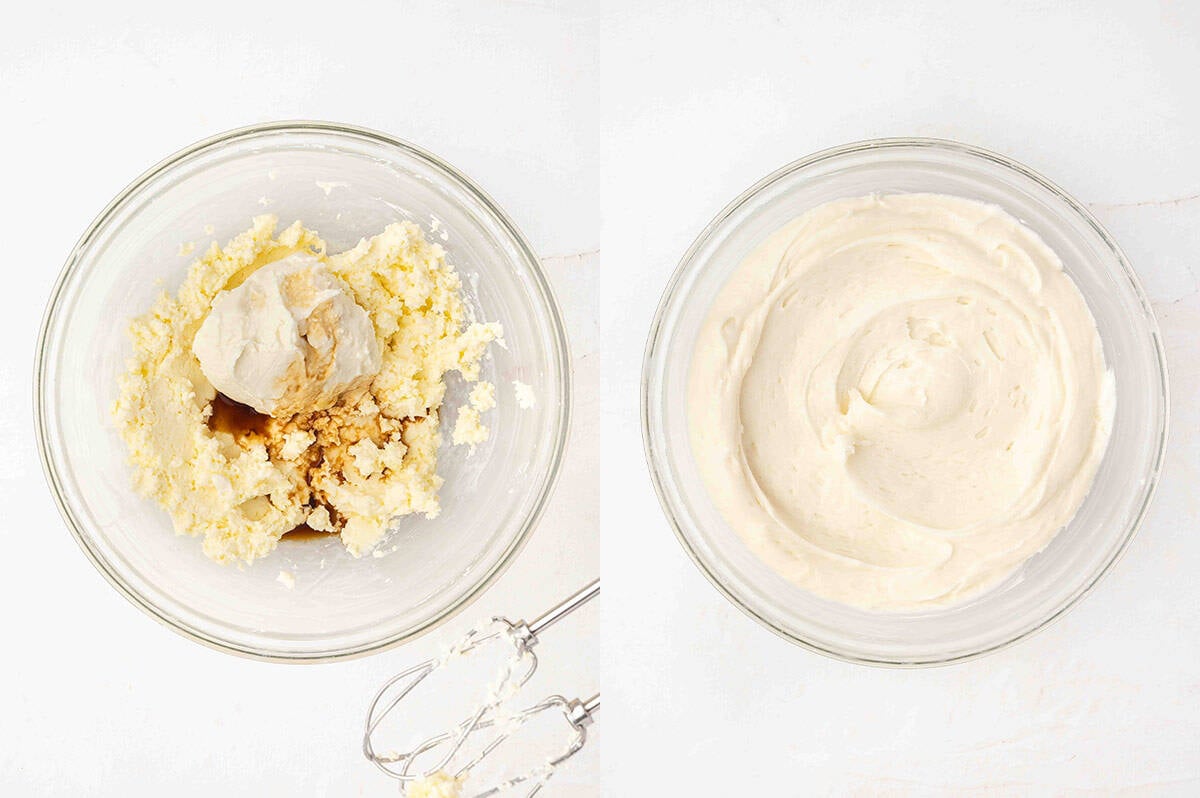 Mascarpone frosting in a bowl