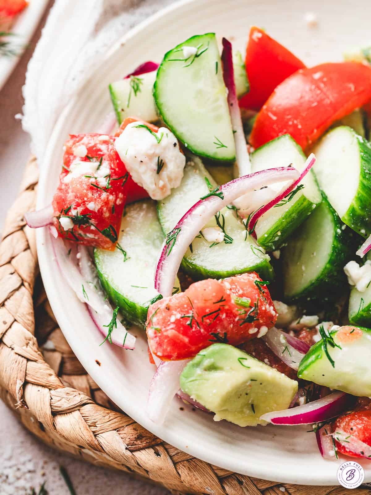 Cucumber Tomato Salad on plate