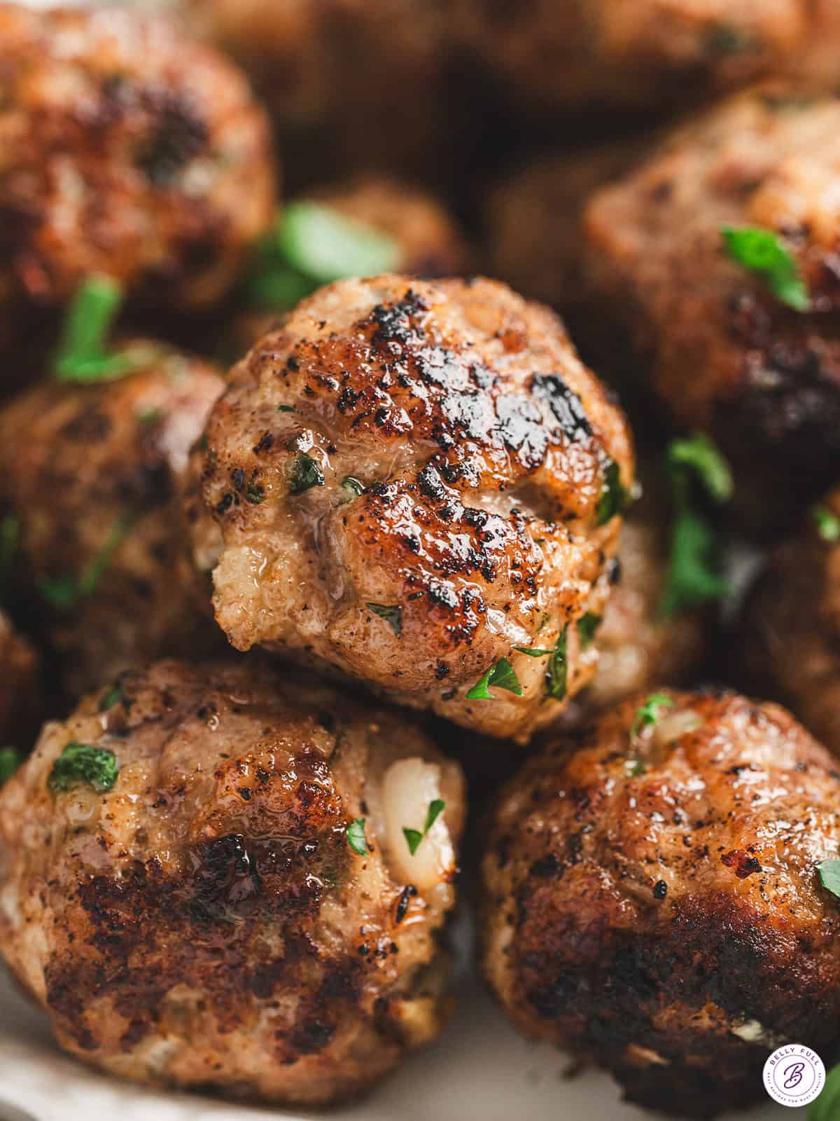 close up Italian beef meatballs