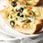 slice of Olive Cheese Bread on plate