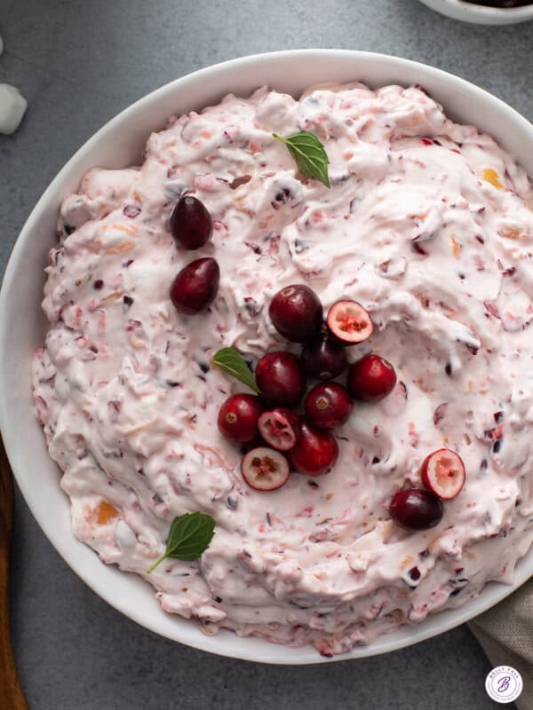 overhead serving bowl of Cranberry Fluff