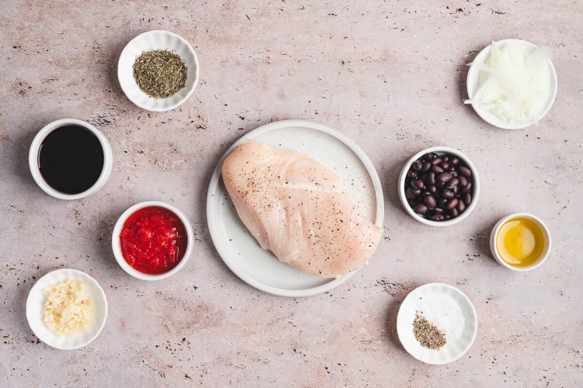 ingredients for slow cooker tomato balsamic chicken
