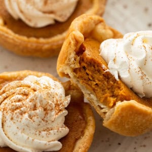 mini pumpkin pie with bite taken