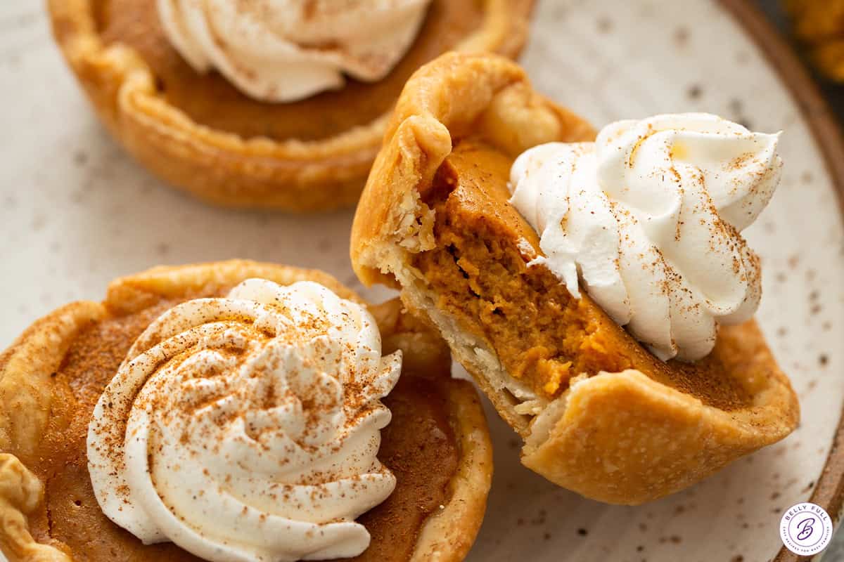 mini pumpkin pie with bite taken
