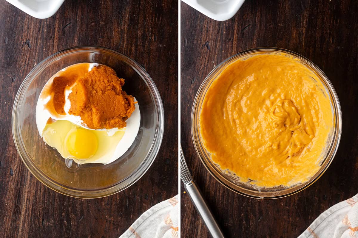 wet ingredients for pumpkin scones