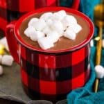 Slow Cooker Hot Chocolate in mug with marshmallows