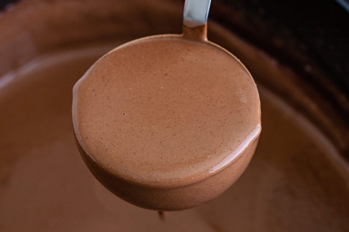 Cream Hot Chocolate in ladle