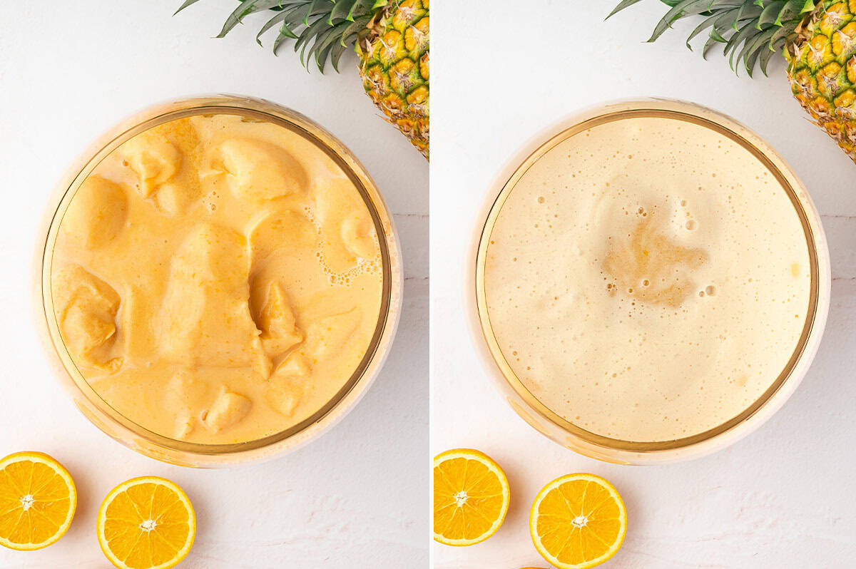 orange sherbet added to halloween punch