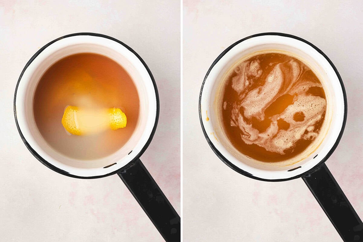 syrup for Baklava in saucepan