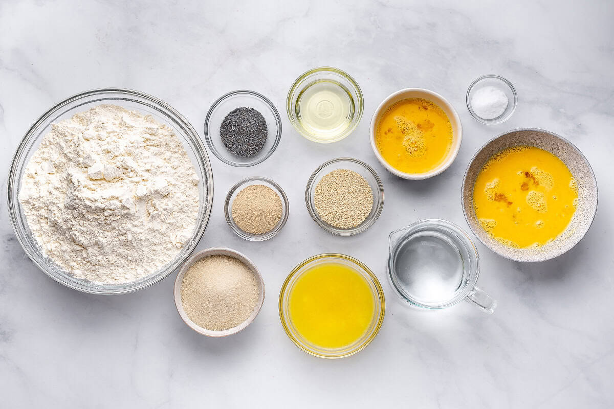 ingredients for Challah bread