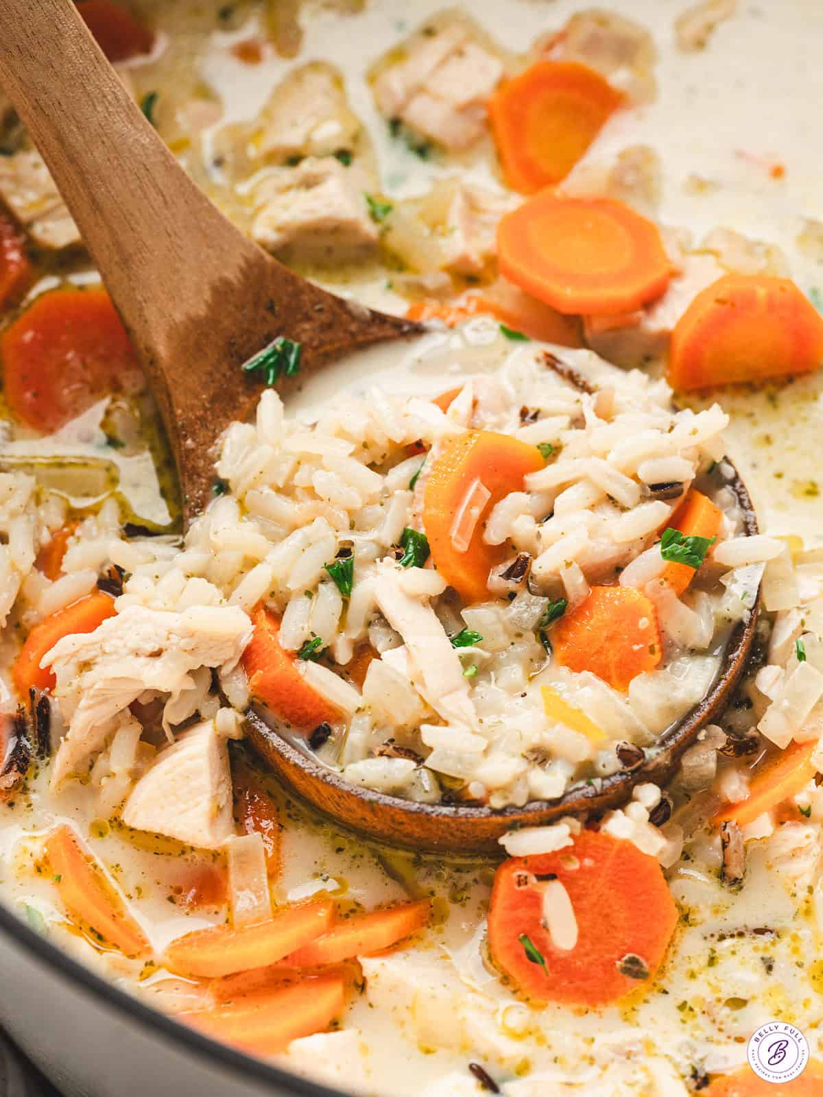 Creamy Chicken and Wild Rice Soup Recipe - Belly Full