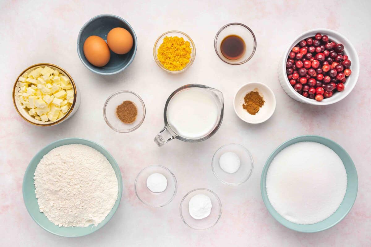 ingredients for Cranberry Christmas Cake