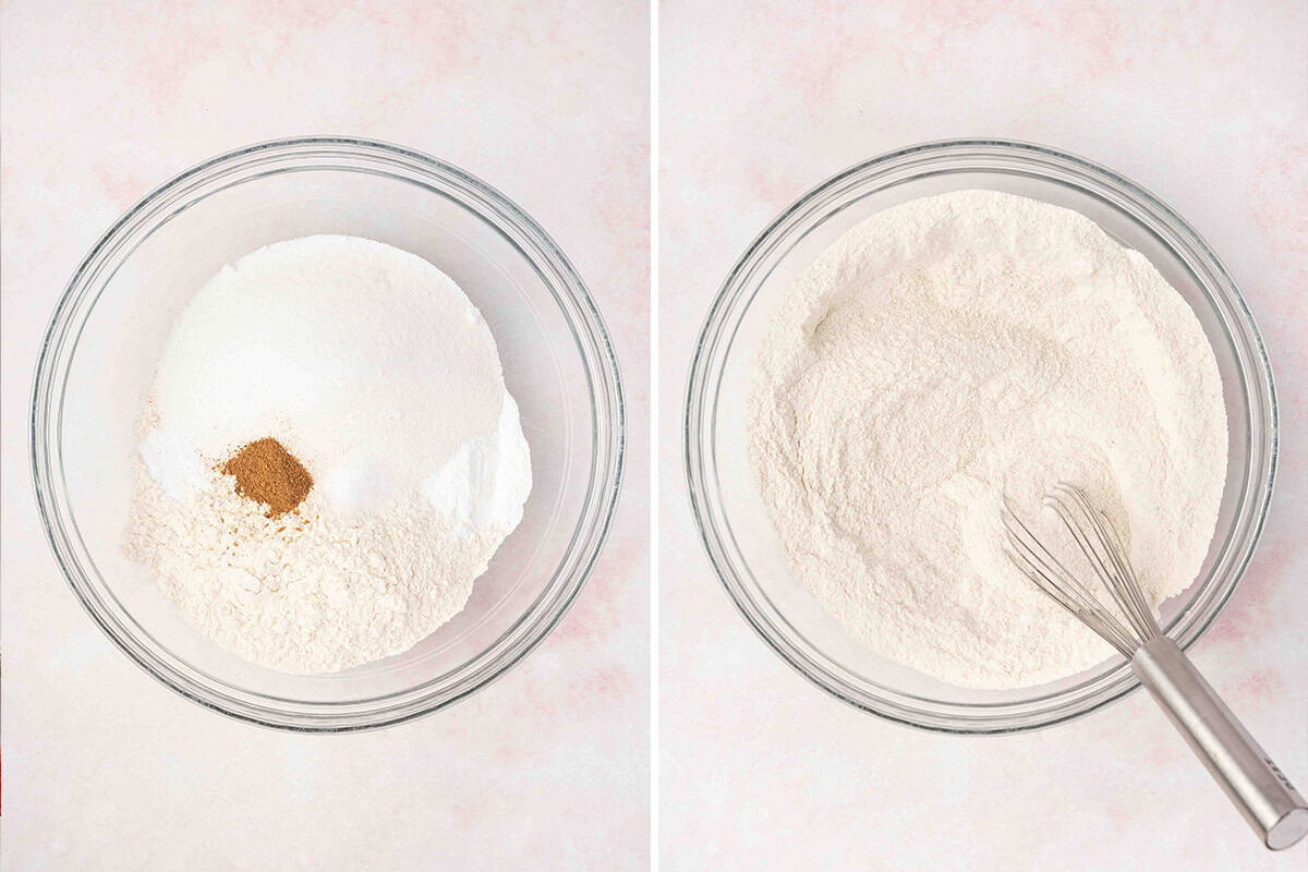 dry ingredients for cake mixed in bowl