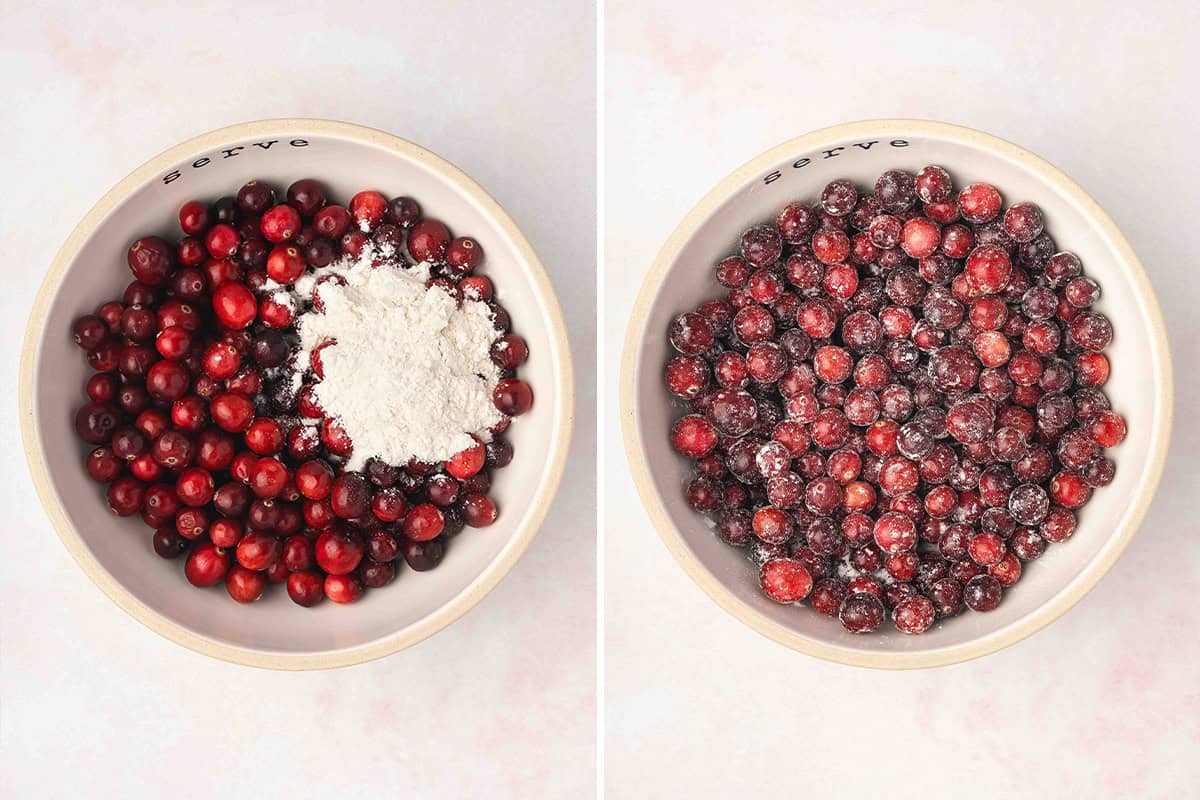 fresh cranberries sprinkled with flour