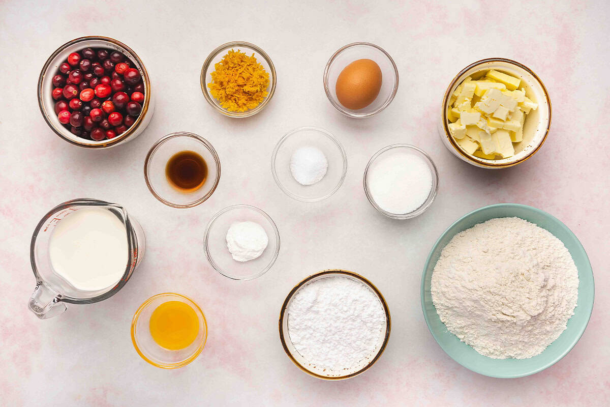 ingredients to make cranberry orange scones