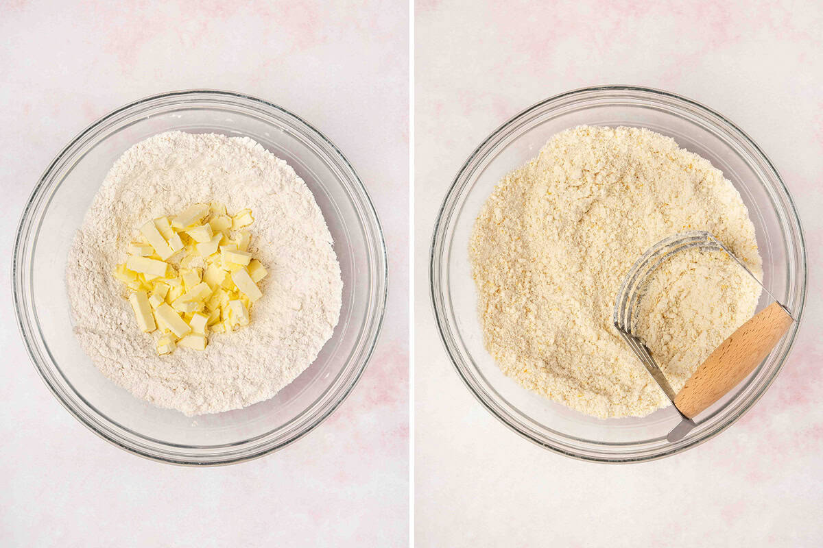 cubed butter blended into flour mixture