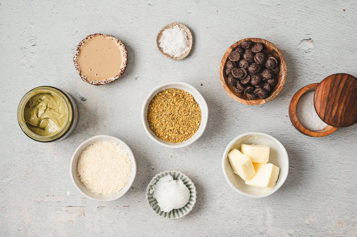 ingredients to make Dubai chocolate truffles