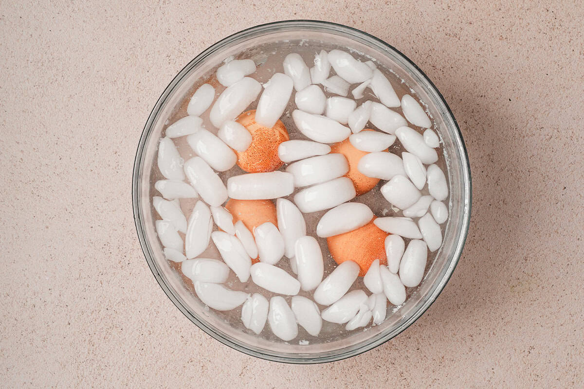 eggs in an ice bath