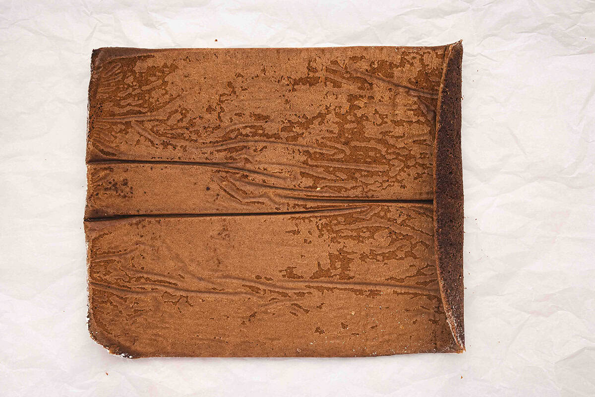 unrolled flat chocolate cake