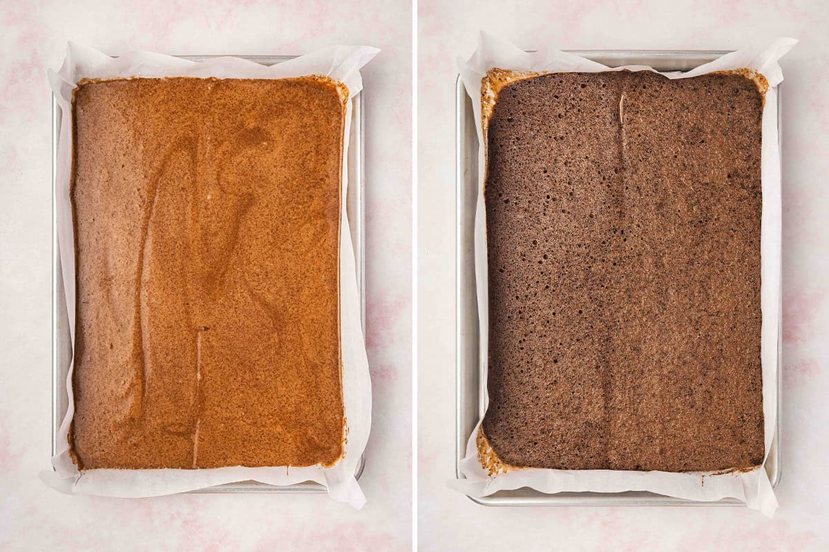 baked 10x15 chocolate cake in sheet pan