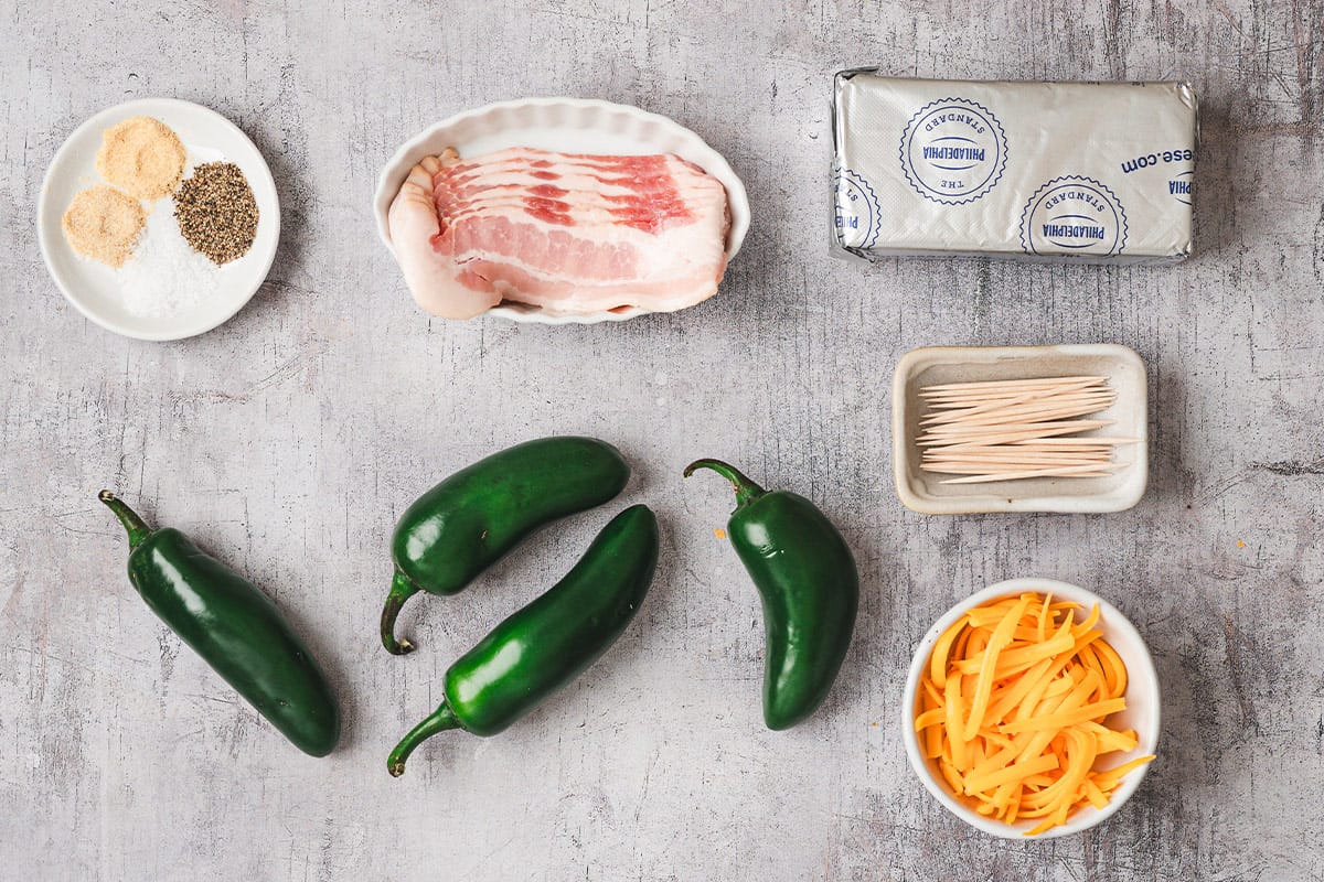 Ingredients to make Bacon Wrapped Jalapeno Poppers