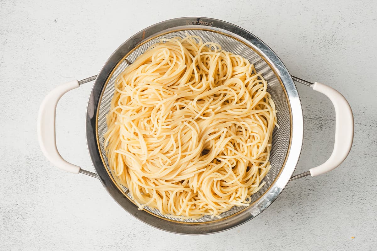 large pot of spaghetti boiled