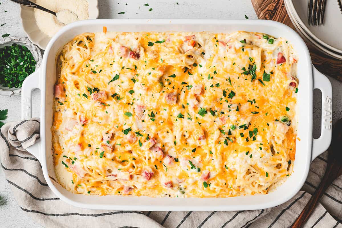 ham tetrazzini from the oven