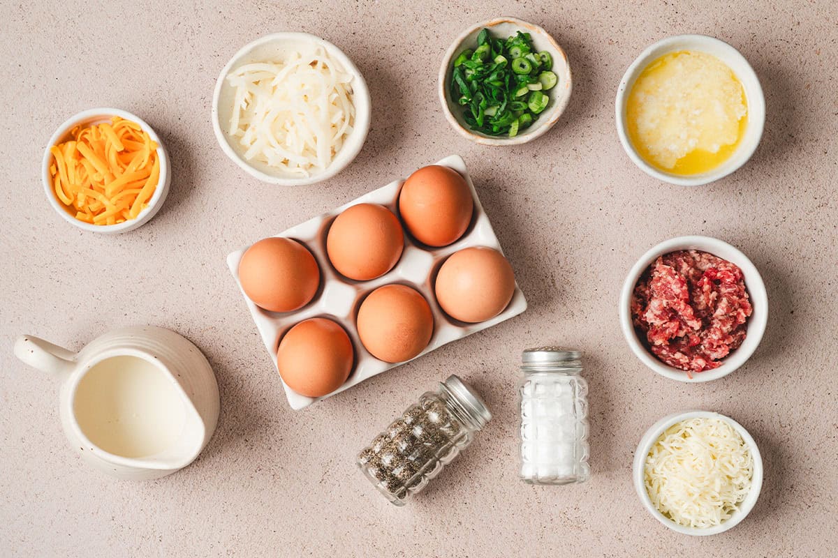 ingredients to make Hash Brown Crusted Quiche