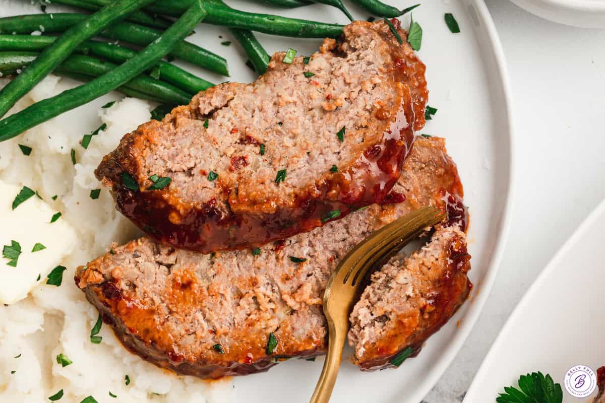 Sliced Honey Chipotle Meatloaf on plate