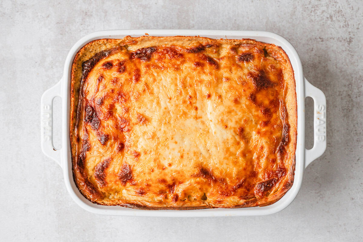 au gratin potato casserole freshly baked