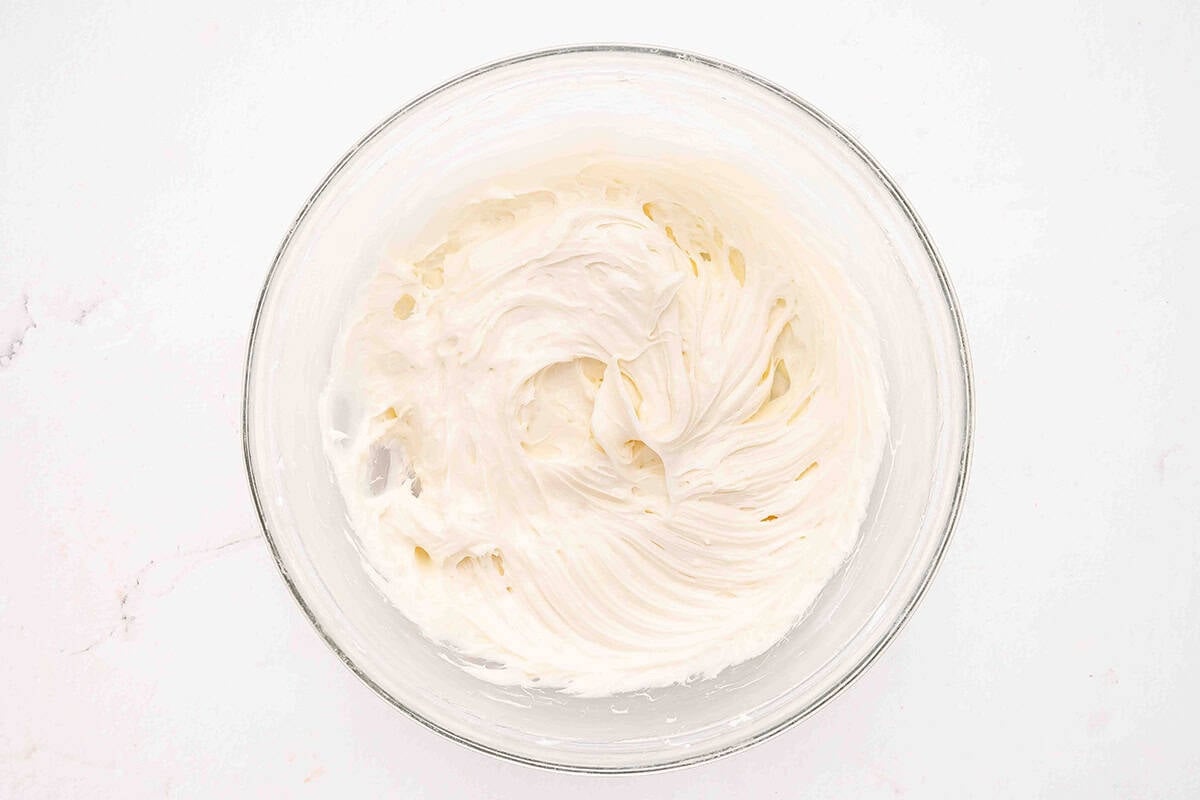 frosting whipped in mixing bowl
