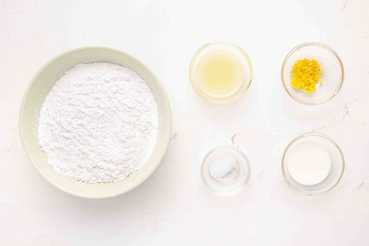 The ingredients to make lemon glaze.