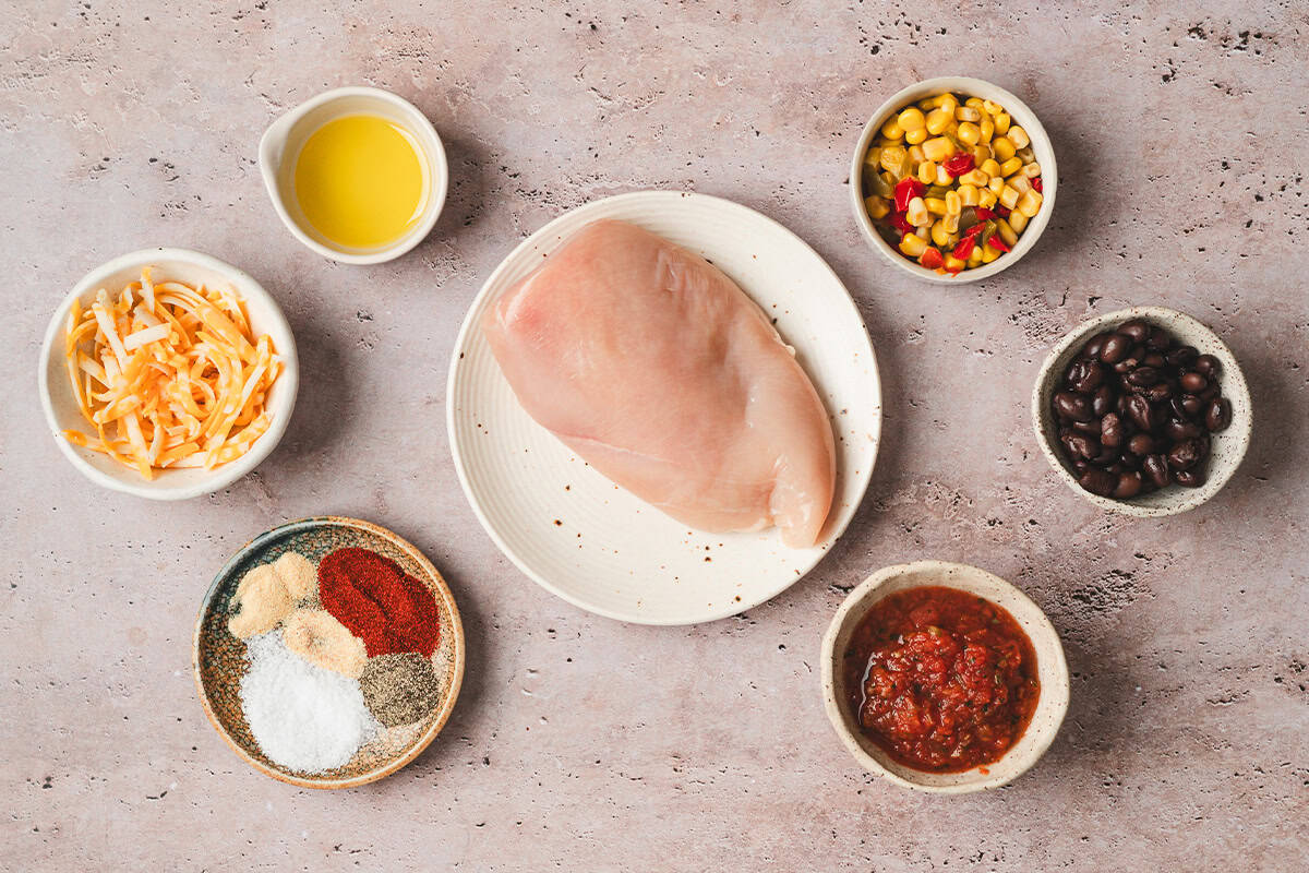 The ingredients to make Southwestern Chicken Foil Packets.