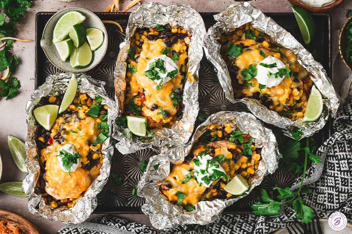 Finished four Southwestern Chicken Foil Packets.