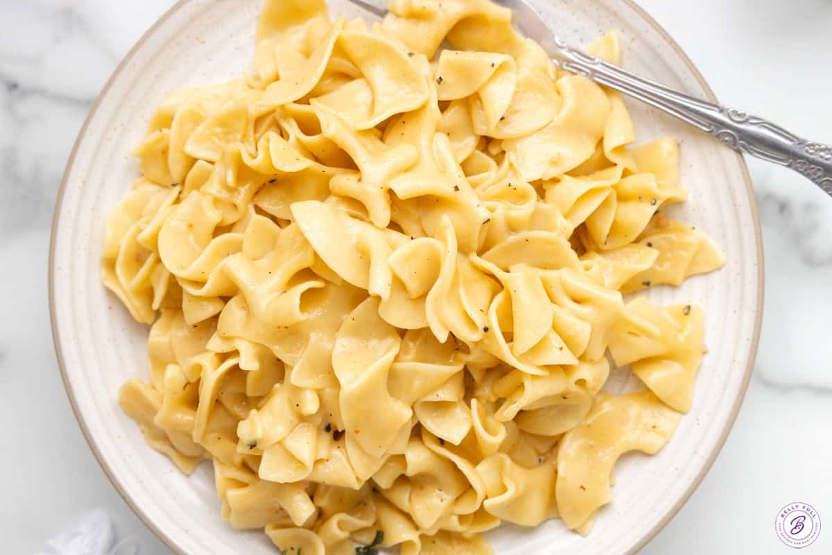 creamy cafeteria noodles on plate