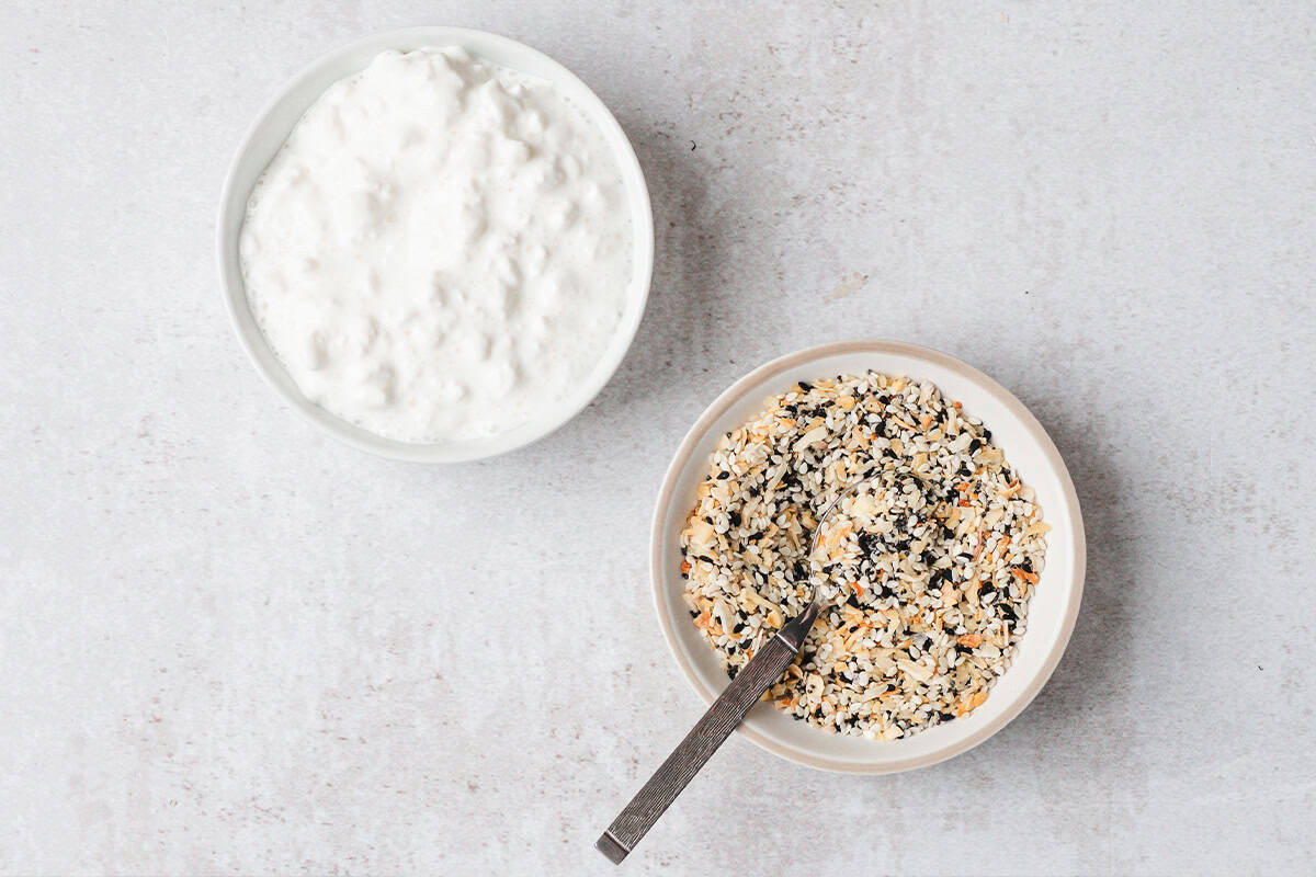 The ingredients to make cottage cheese chips.