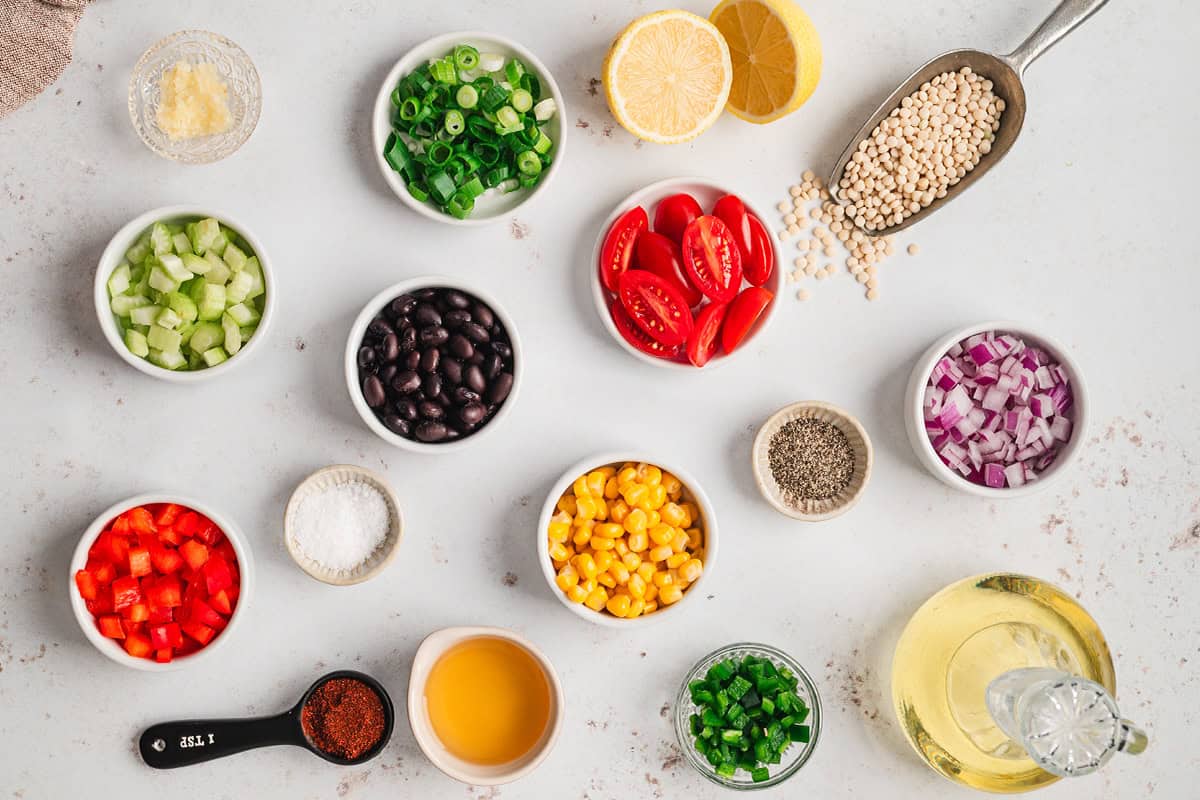 ingredients needed for cowboy caviar couscous salad