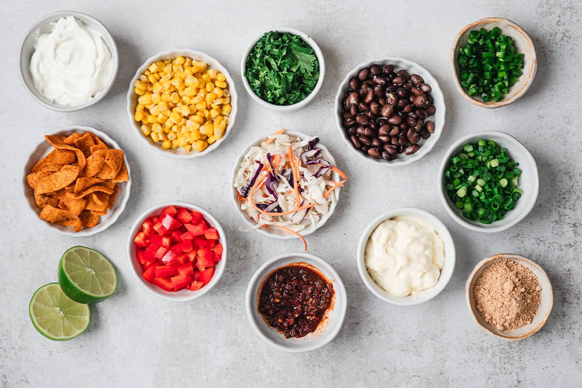 The ingredients to make cowboy coleslaw.