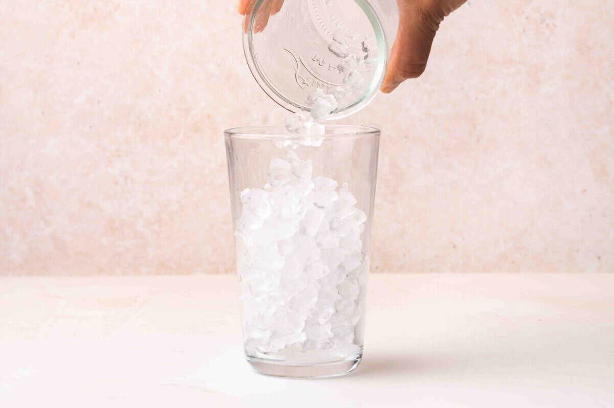 Nugget ice being poured into a glass