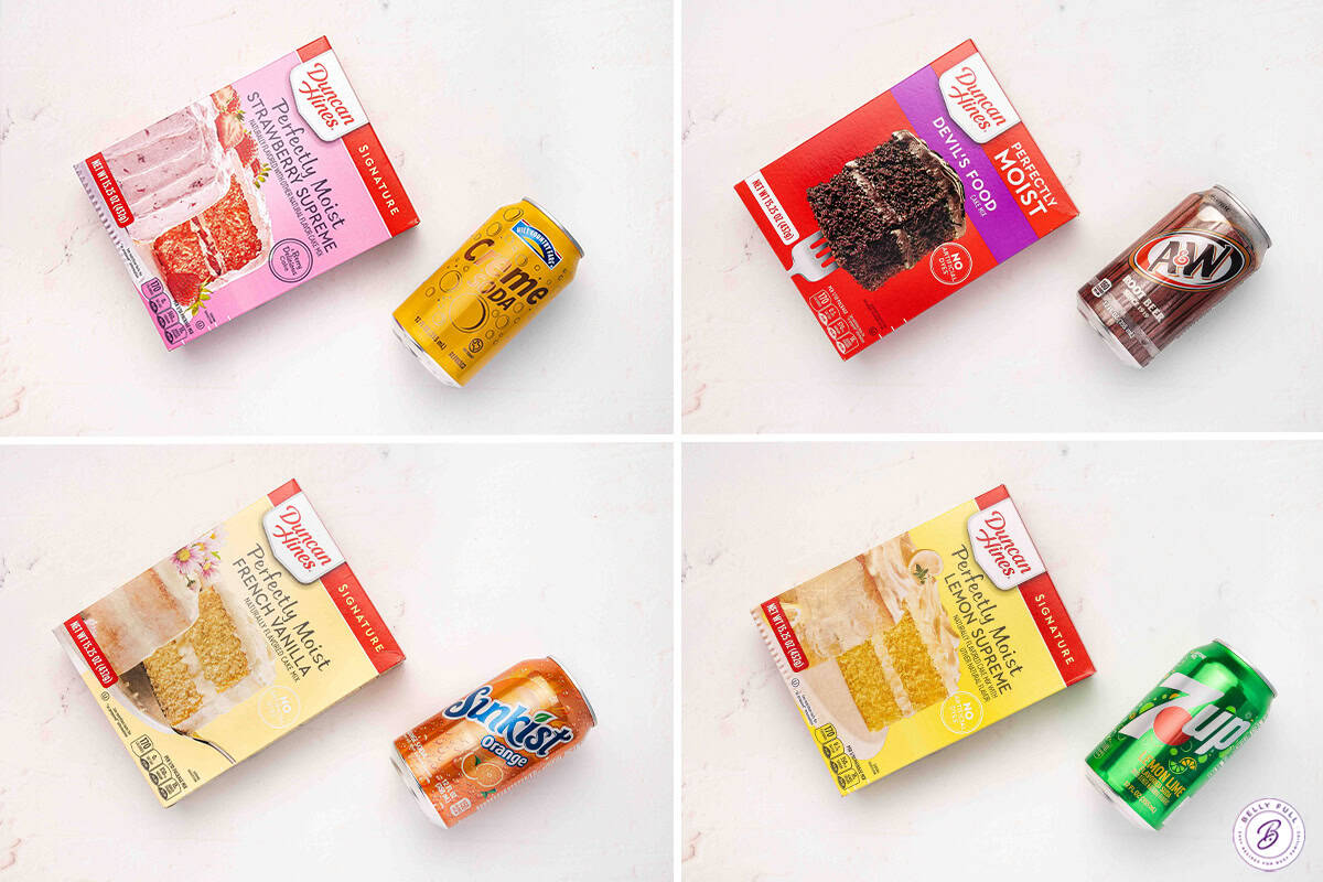 4 different 2-ingredient soda cakes