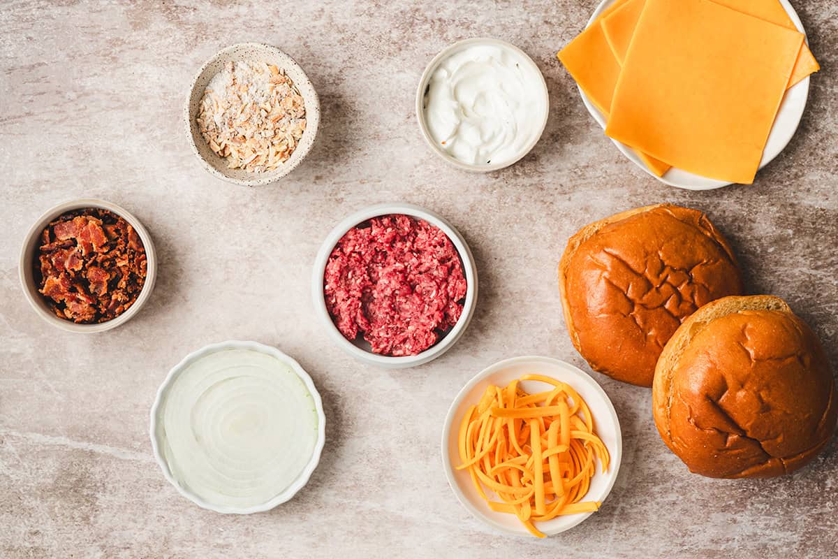 The ingredients to make crack smash burgers.