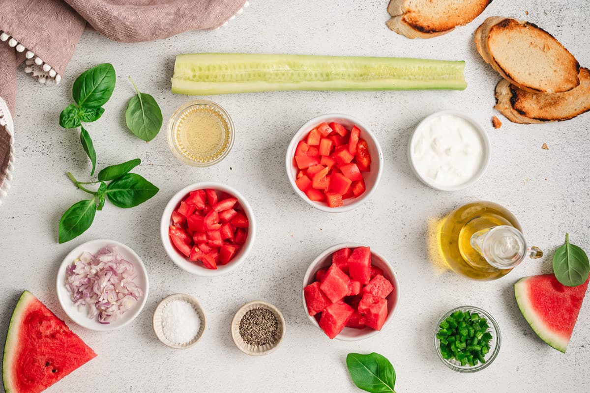 ingredients to make watermelon gazpacho