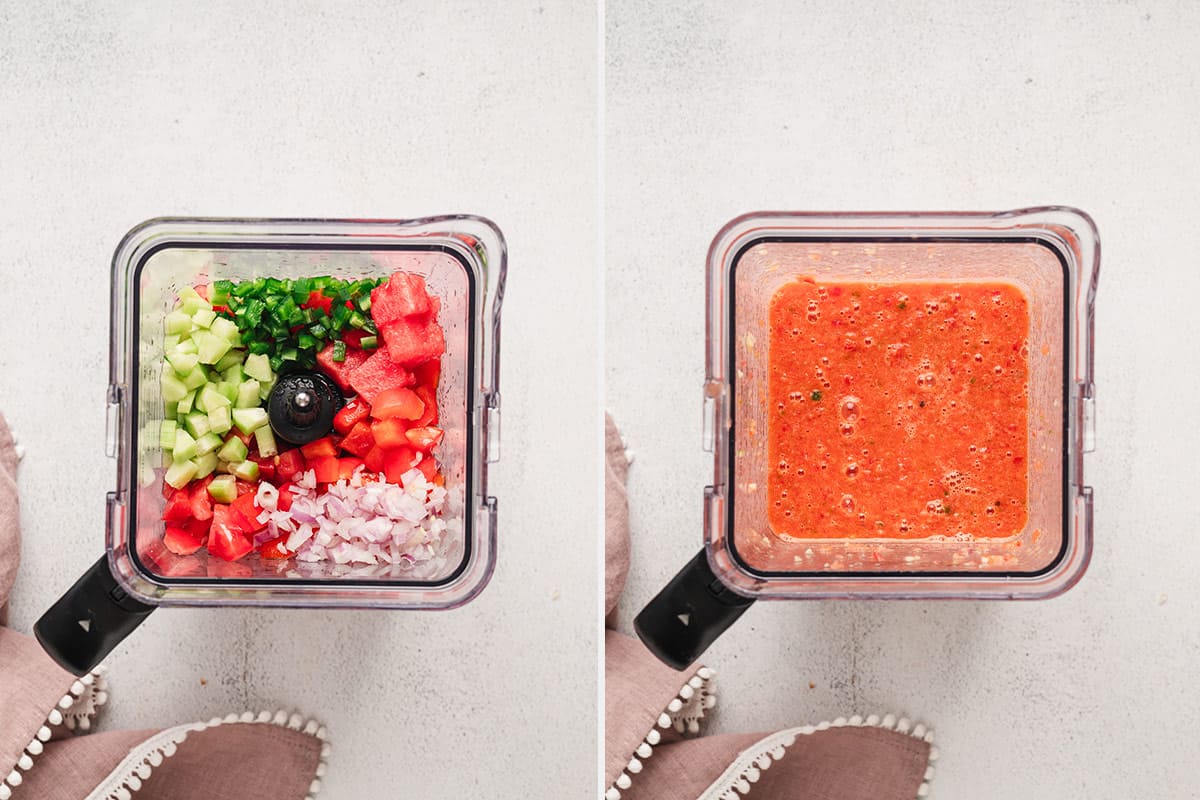 diced fruits and vegetables blended in blender