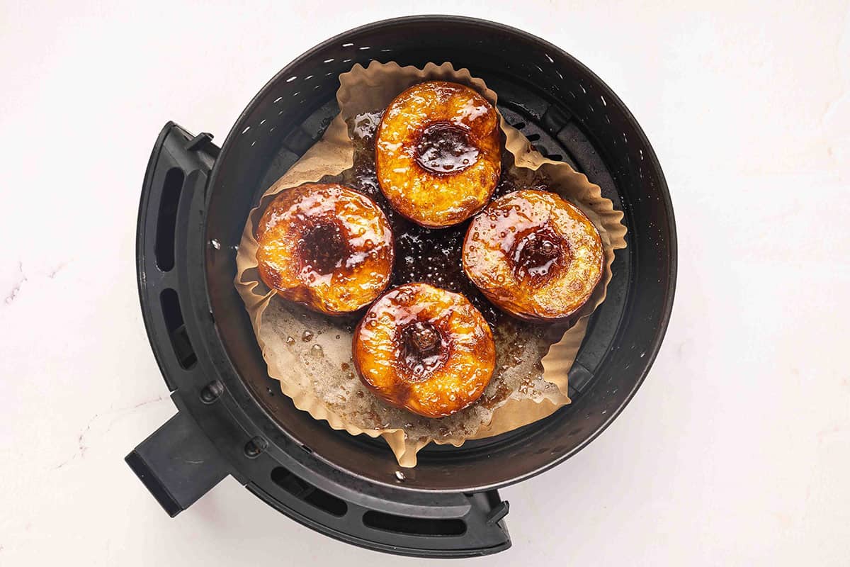 Peaches in an air fryer.