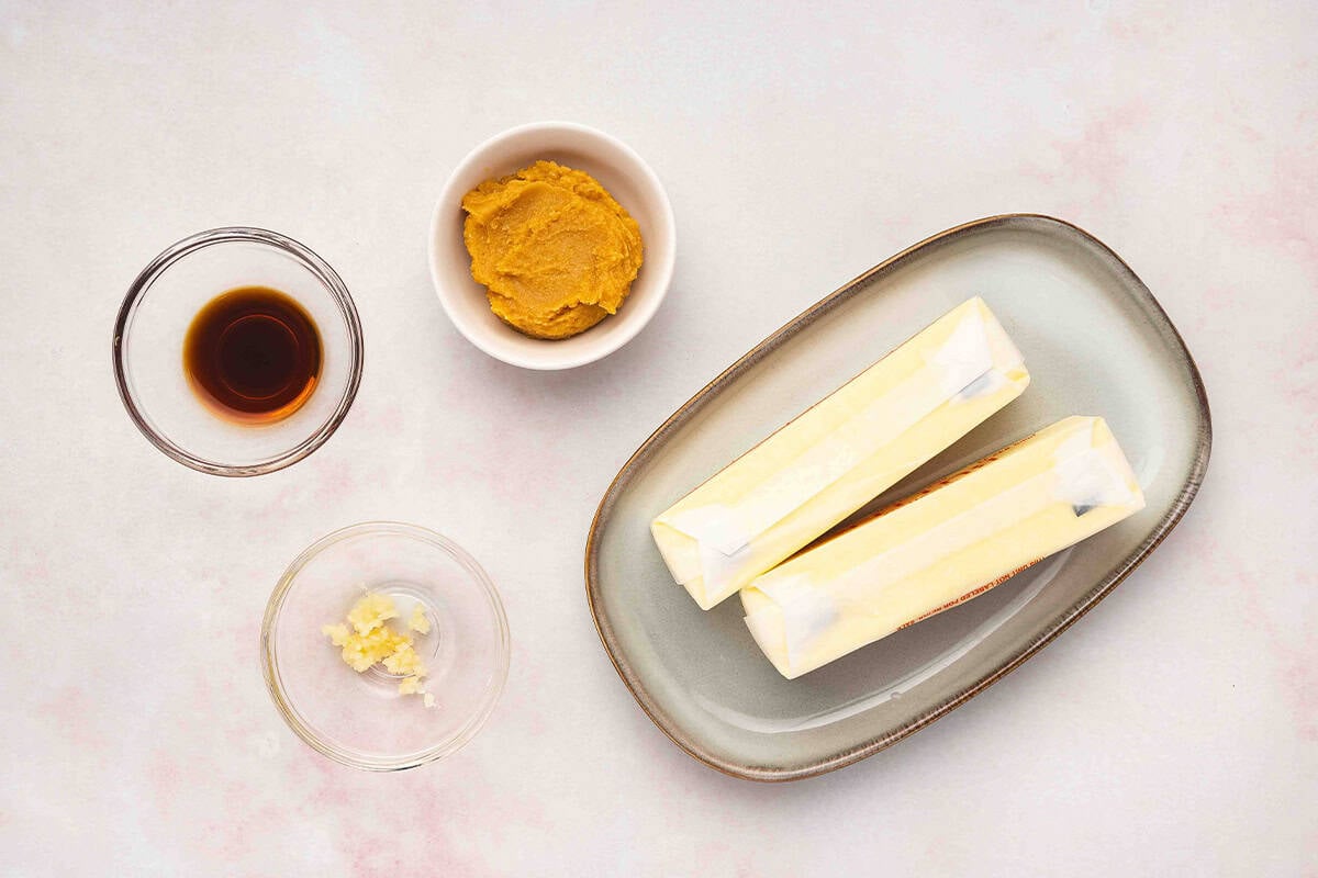 The ingredients to make miso butter.