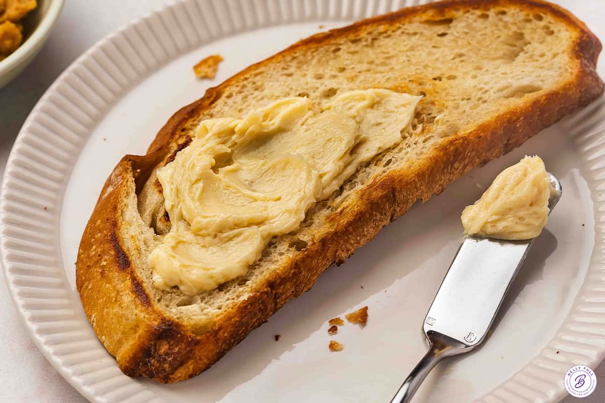 Miso butter spread on toast.